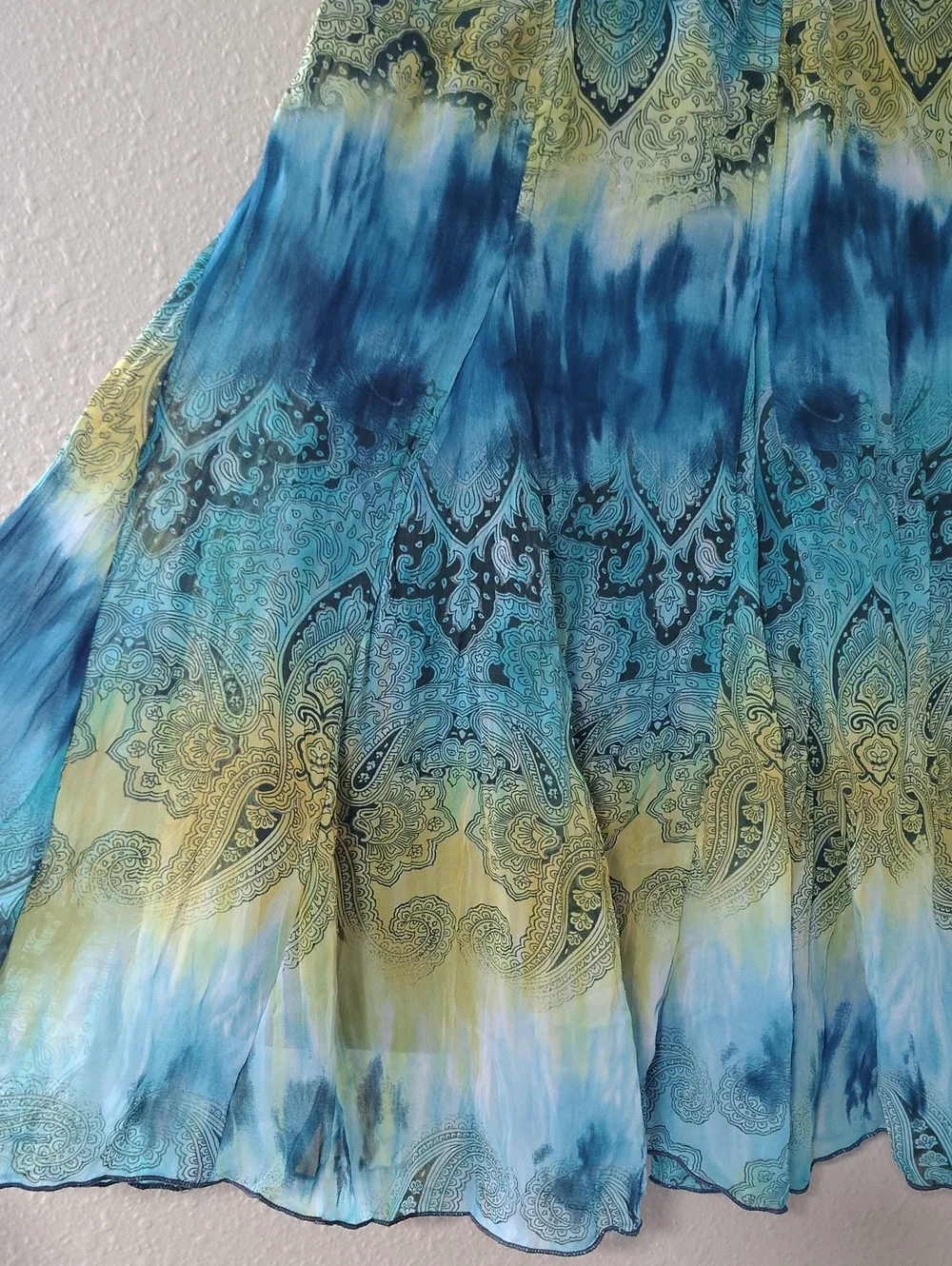 Vintage Tracy Evan Tie Dye Paisley Ruffle Mini Skirt Size 1 Fairy Grunge 90s